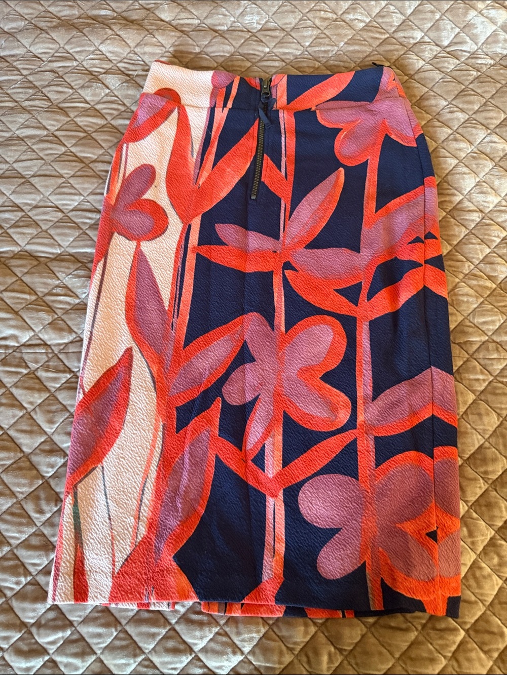Maeve Navy and Coral Floral Pencil Skirt - Picture 3 of 3